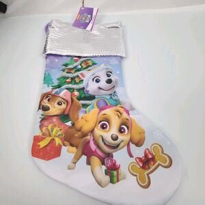 PAW PATROL PINK Faux Sequin Christmas Holiday 15" Stocking‎ Skye NEW